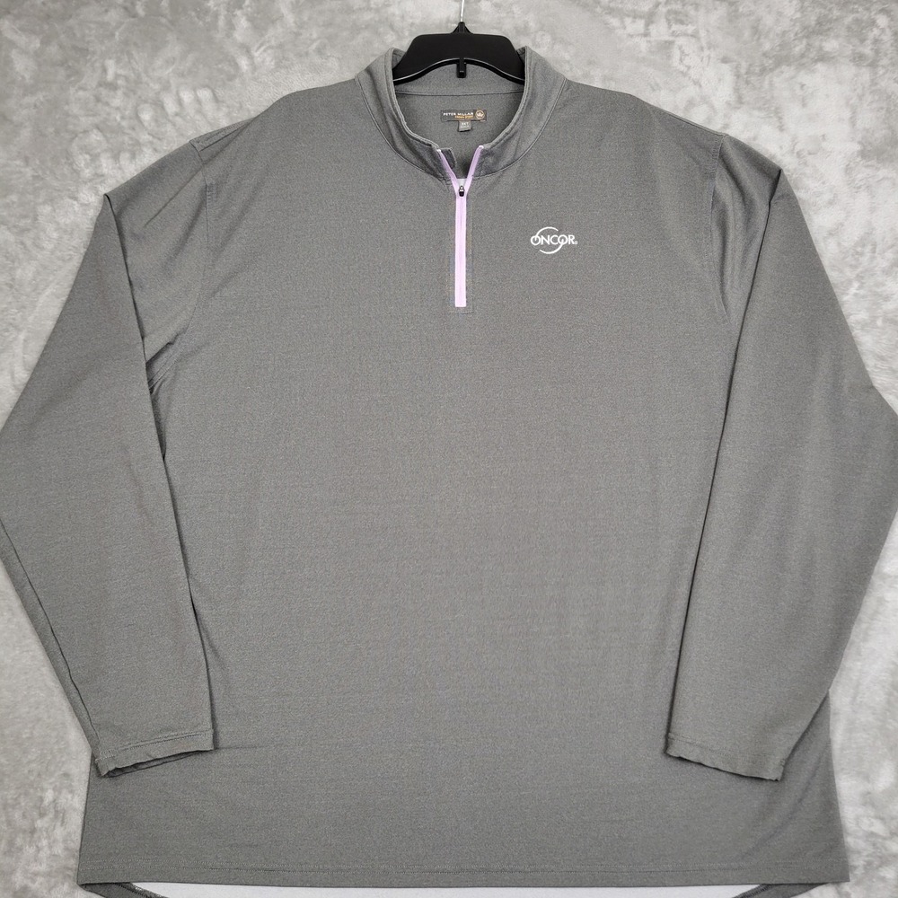 Peter Millar Crown Sport 1/4 Zip Pullover Men's 3XT Gray Golf Performance Logo
